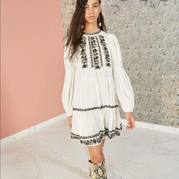 NWT $595 Ulla Johnson Ceres Embellished Floral Dress - Picture 2 of 10